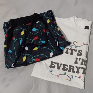 Gildan Black and White Festive Pajama Set